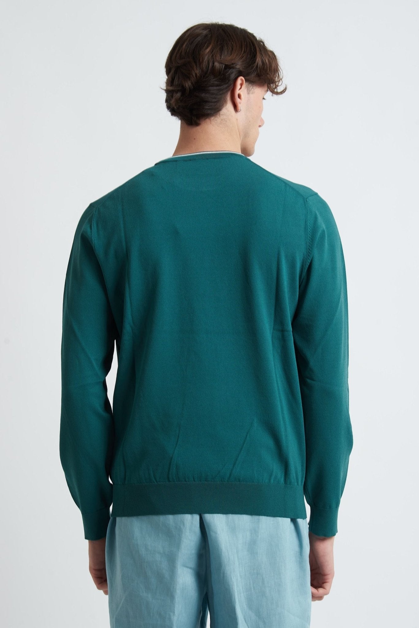 Maglia Girocollo Manica Lunga Basic con Collo e Polsi Elasticizzati - De Matteo Uomo