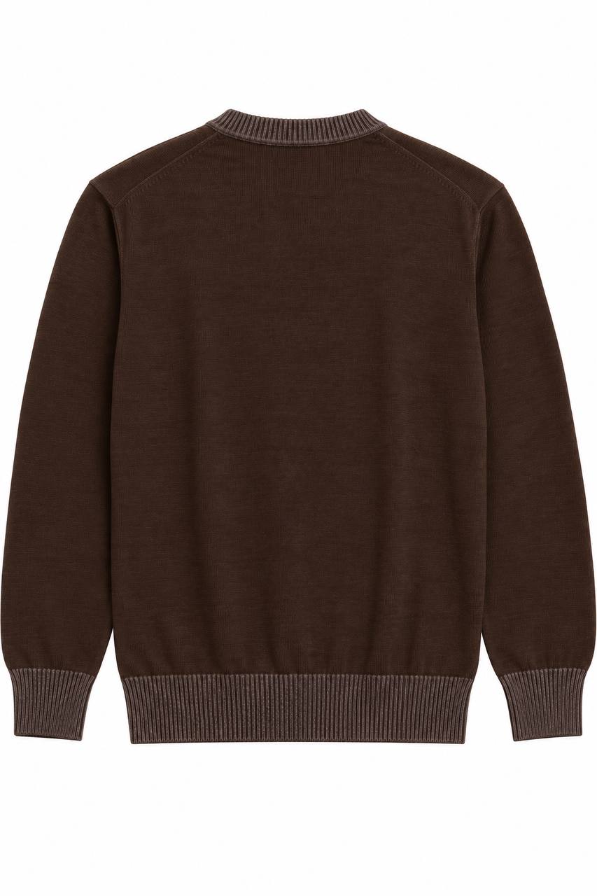 Maglia Girocollo Uomo con Collo e Polsi a Contrasto - De Matteo Uomo