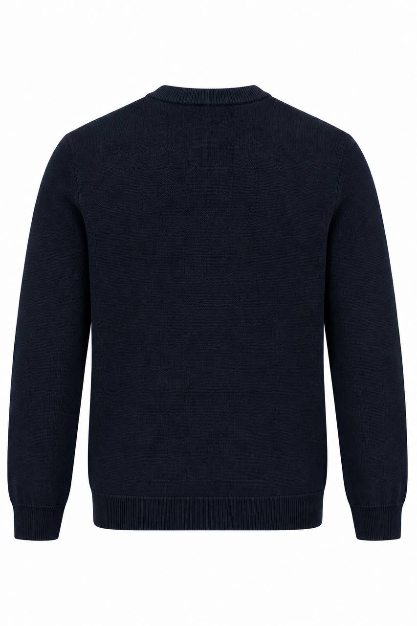 Maglia Uomo Basic Blu con Trama a Spina di Pesce - De Matteo Uomo