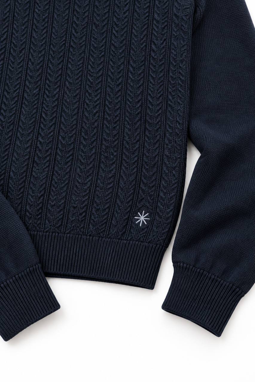 Maglia Uomo Basic Blu con Trama a Spina di Pesce - De Matteo Uomo