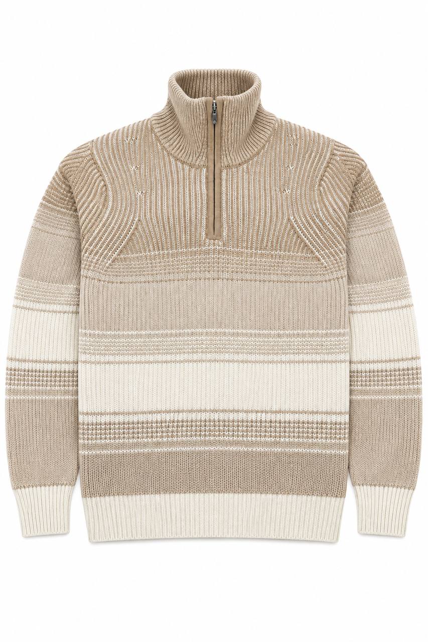 Maglia Uomo Collo Alto con Zip e Sfumatura - De Matteo Uomo