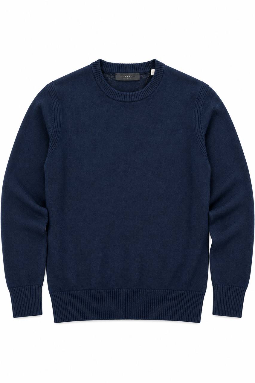 Maglia Uomo Girocollo Basic Blu in Lana - De Matteo Uomo