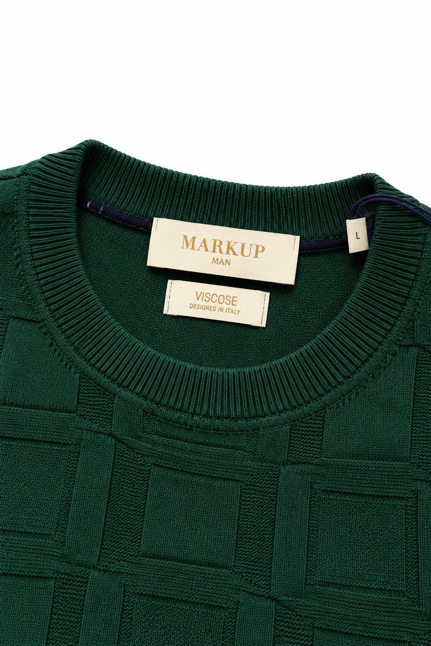 Maglia Uomo Girocollo con Effetto Quadri e Toppe Fantasia - De Matteo Uomo