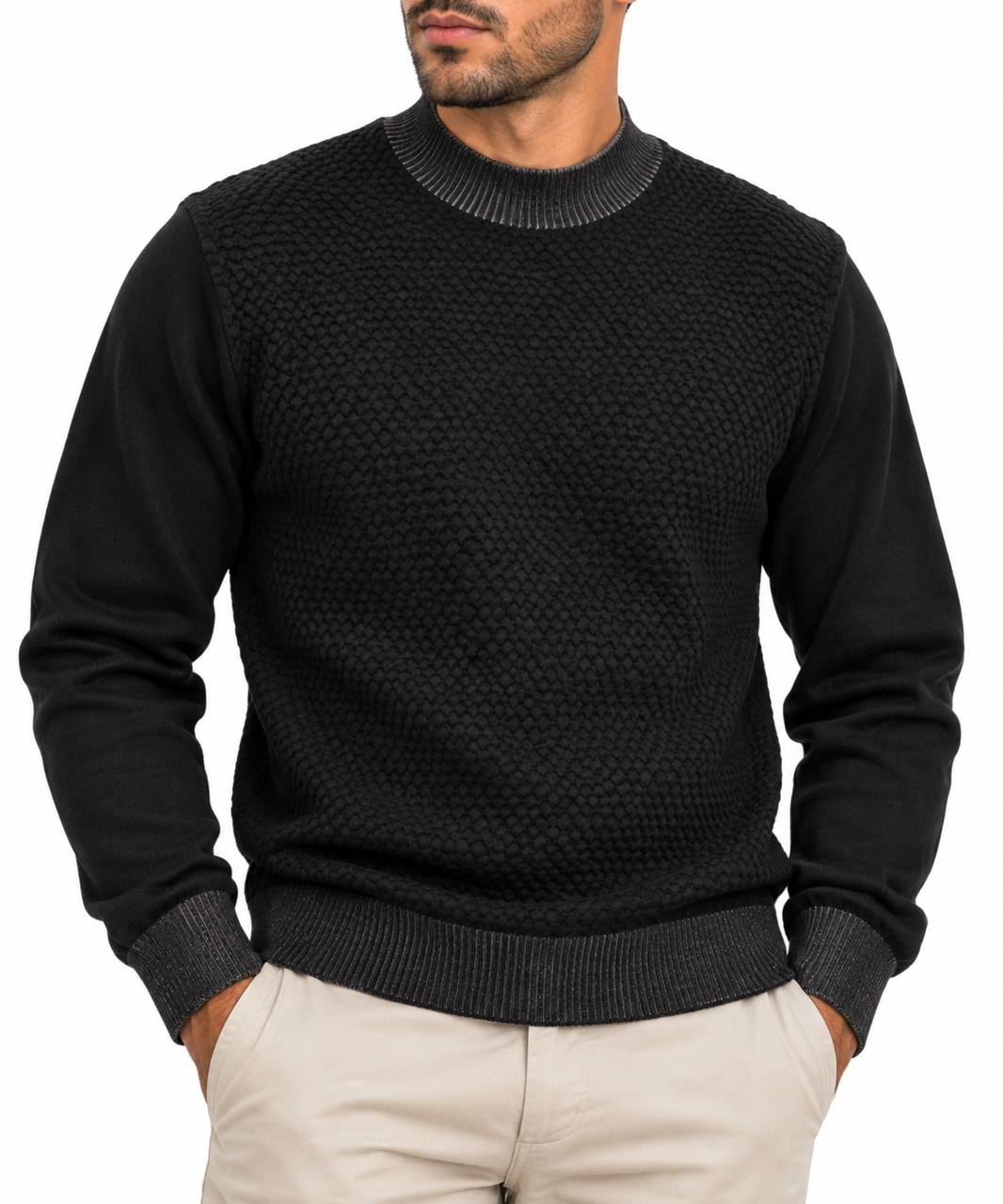 Maglia Uomo Mezzocollo con Trama Frontale - De Matteo Uomo