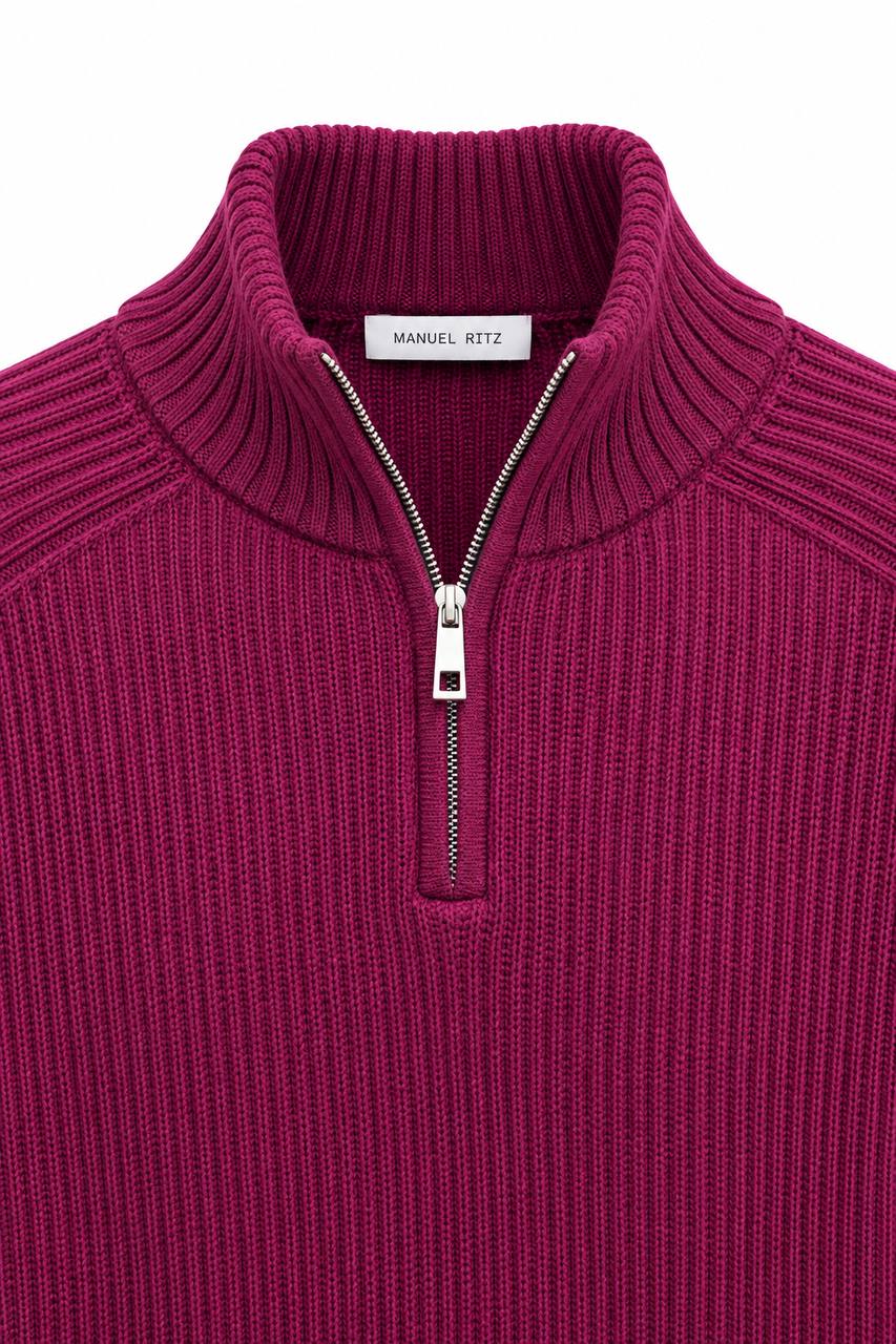 Maglione Uomo con Mezza Zip e Collo Alto in Lana e Cotone - De Matteo Uomo