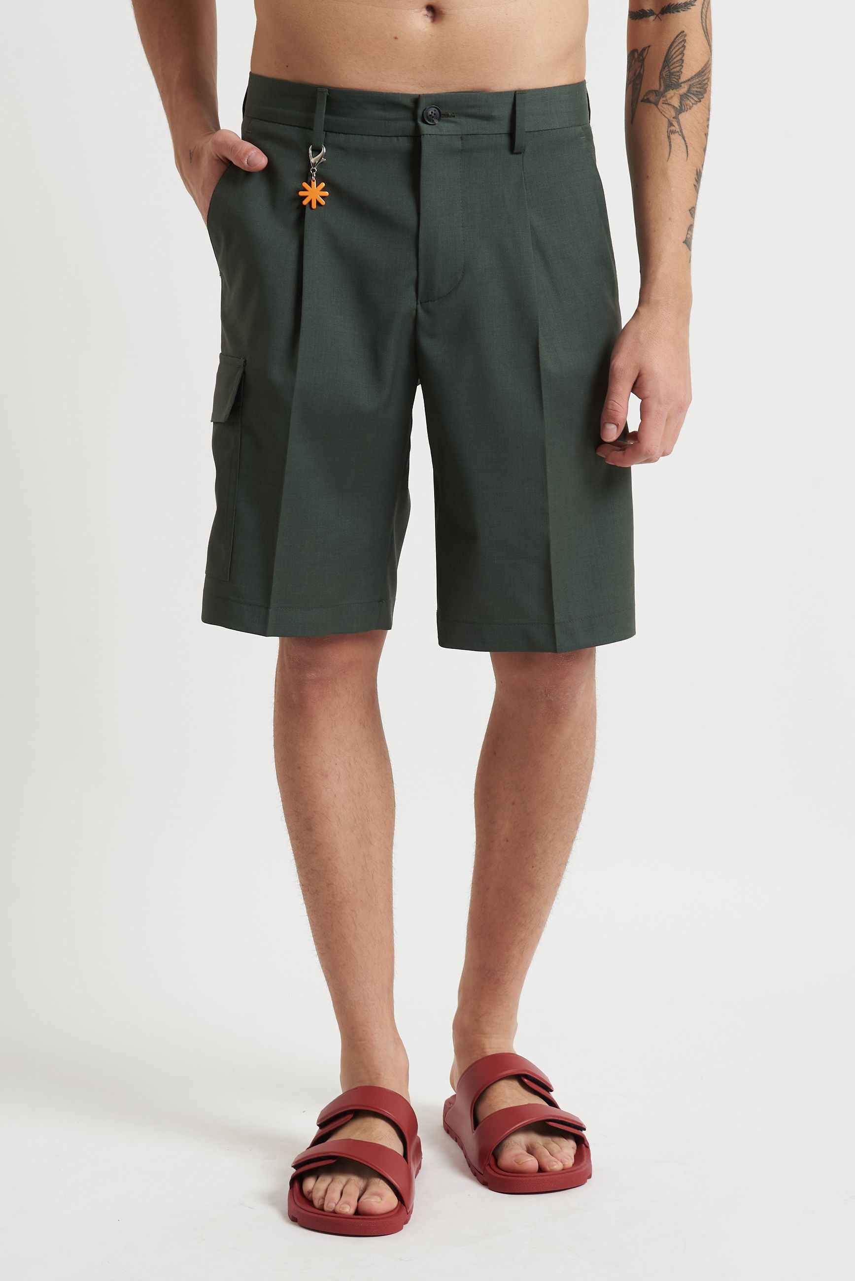 Bermuda con Pinces in Lana Elasticizzata b1738