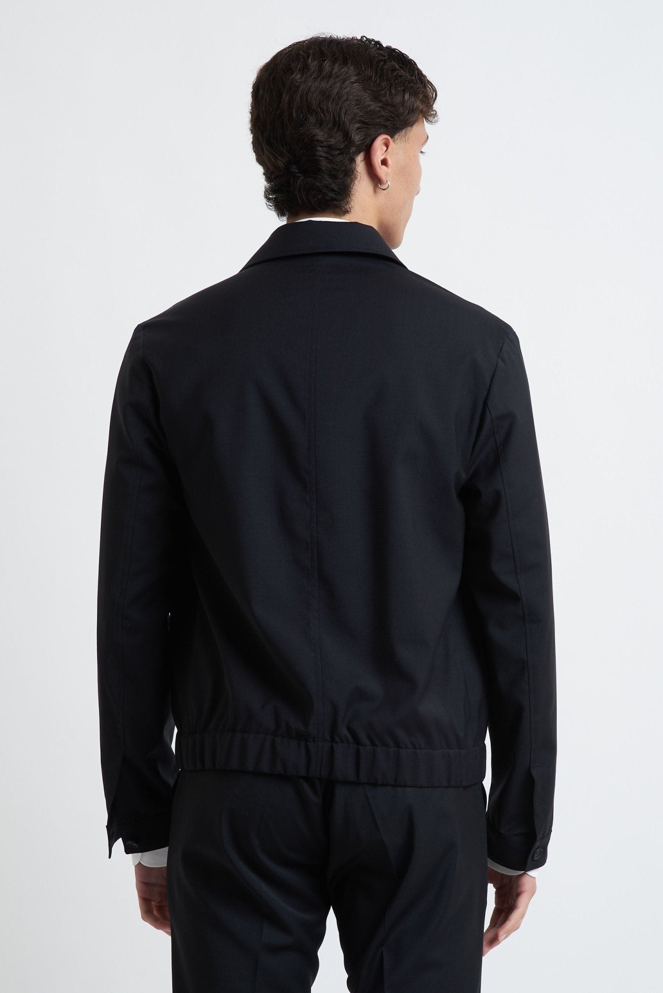 Overshirt in Fresco Lana con Bottoni e Fondo Elasticizzato - De Matteo Uomo