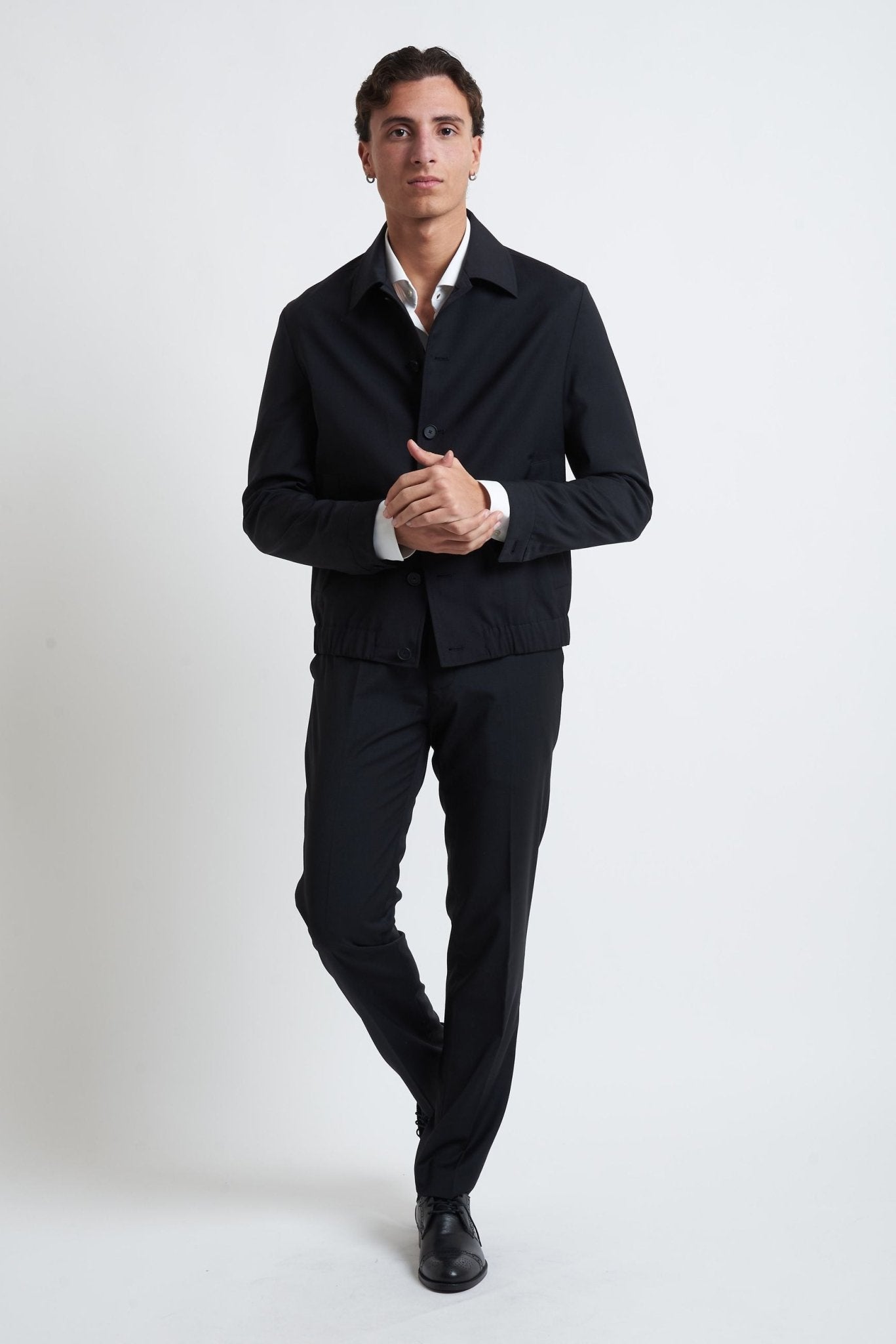 Overshirt in Fresco Lana con Bottoni e Fondo Elasticizzato - De Matteo Uomo