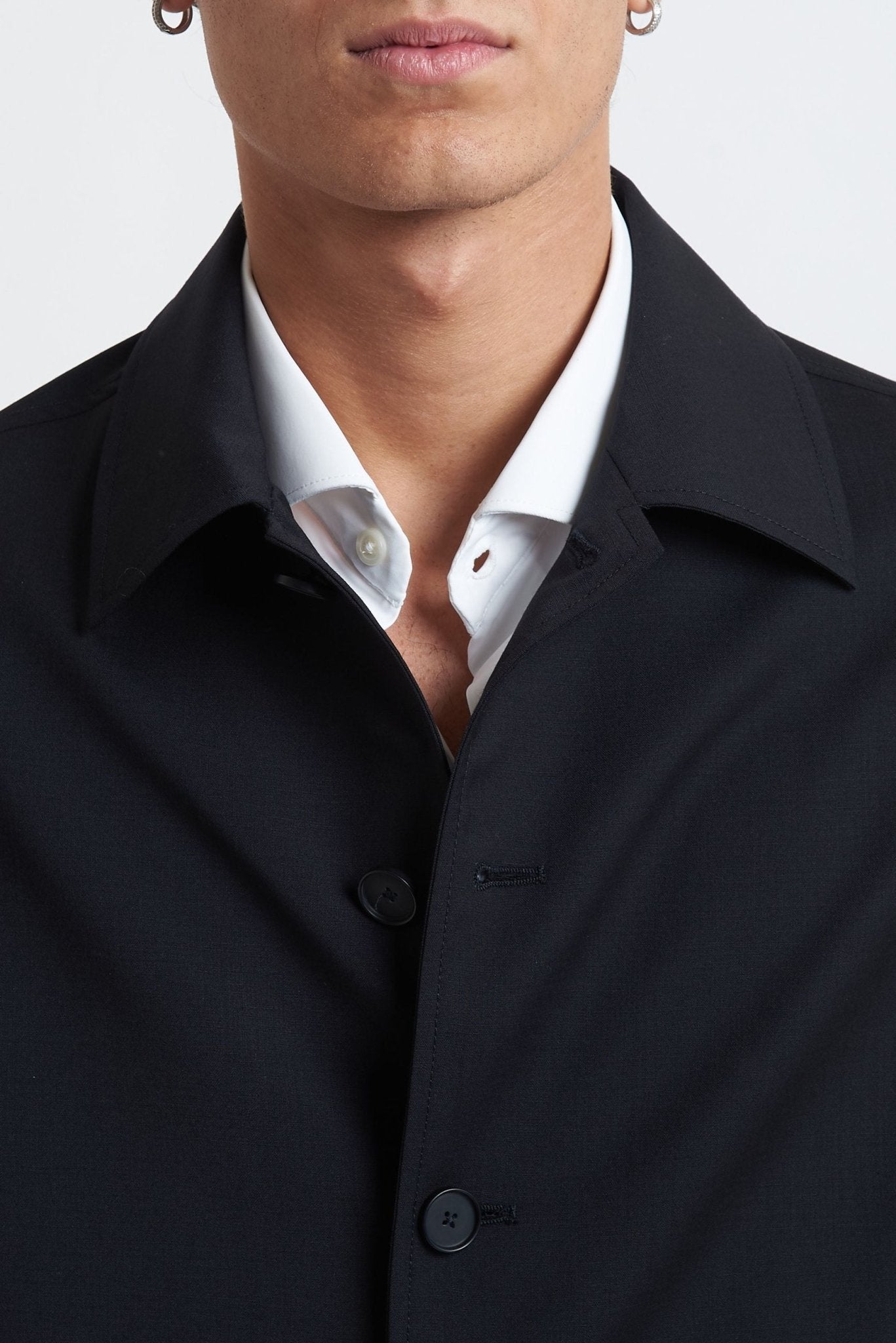 Overshirt in Fresco Lana con Bottoni e Fondo Elasticizzato - De Matteo Uomo