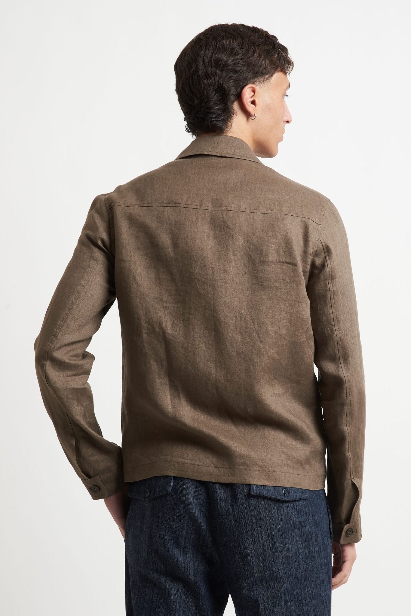 Overshirt in Lino con Cerniera e Tasconi - De Matteo Uomo