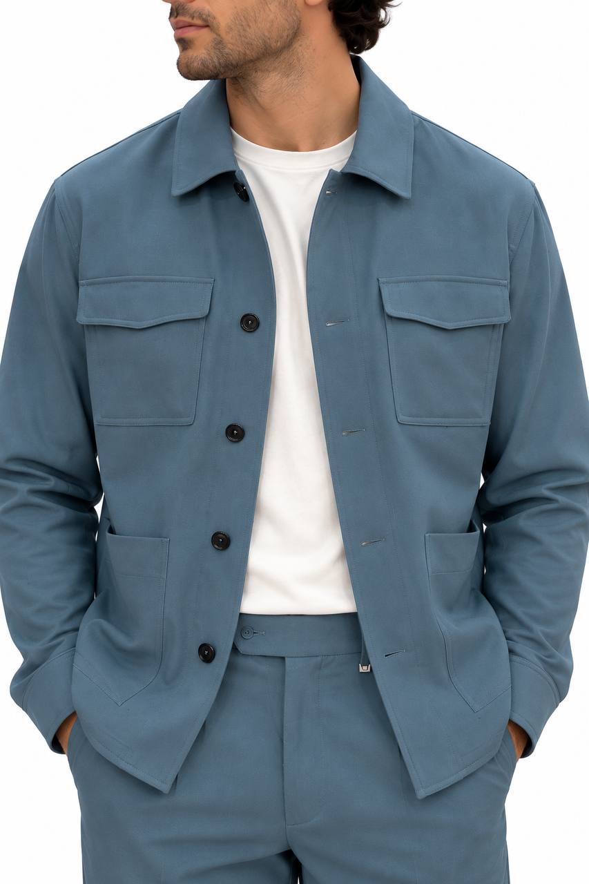 Overshirt Uomo Coordinato in Lana con Tasconi - De Matteo Uomo