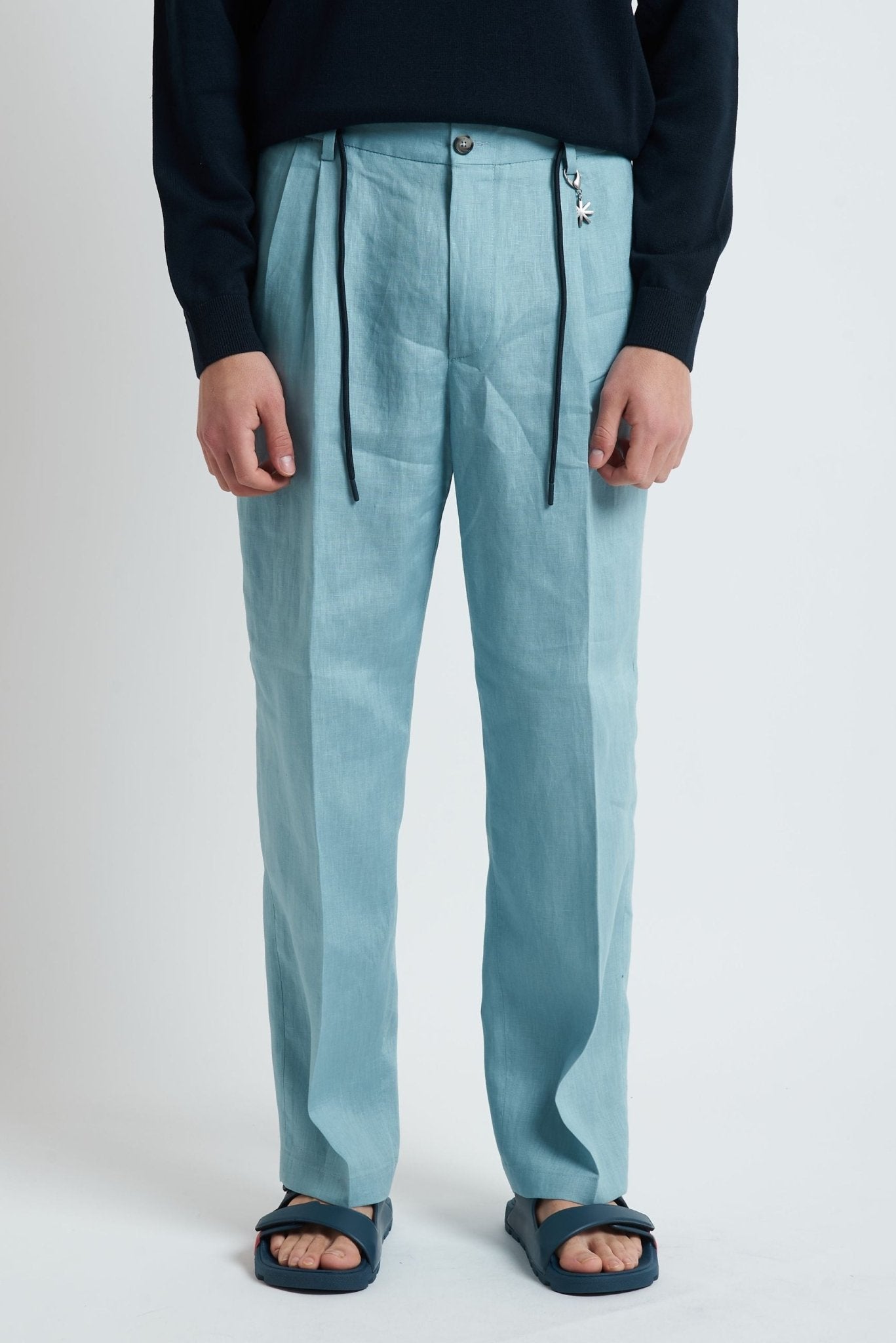 Pantalaccio Coordinato in Lino con Doppia Pence - De Matteo Uomo
