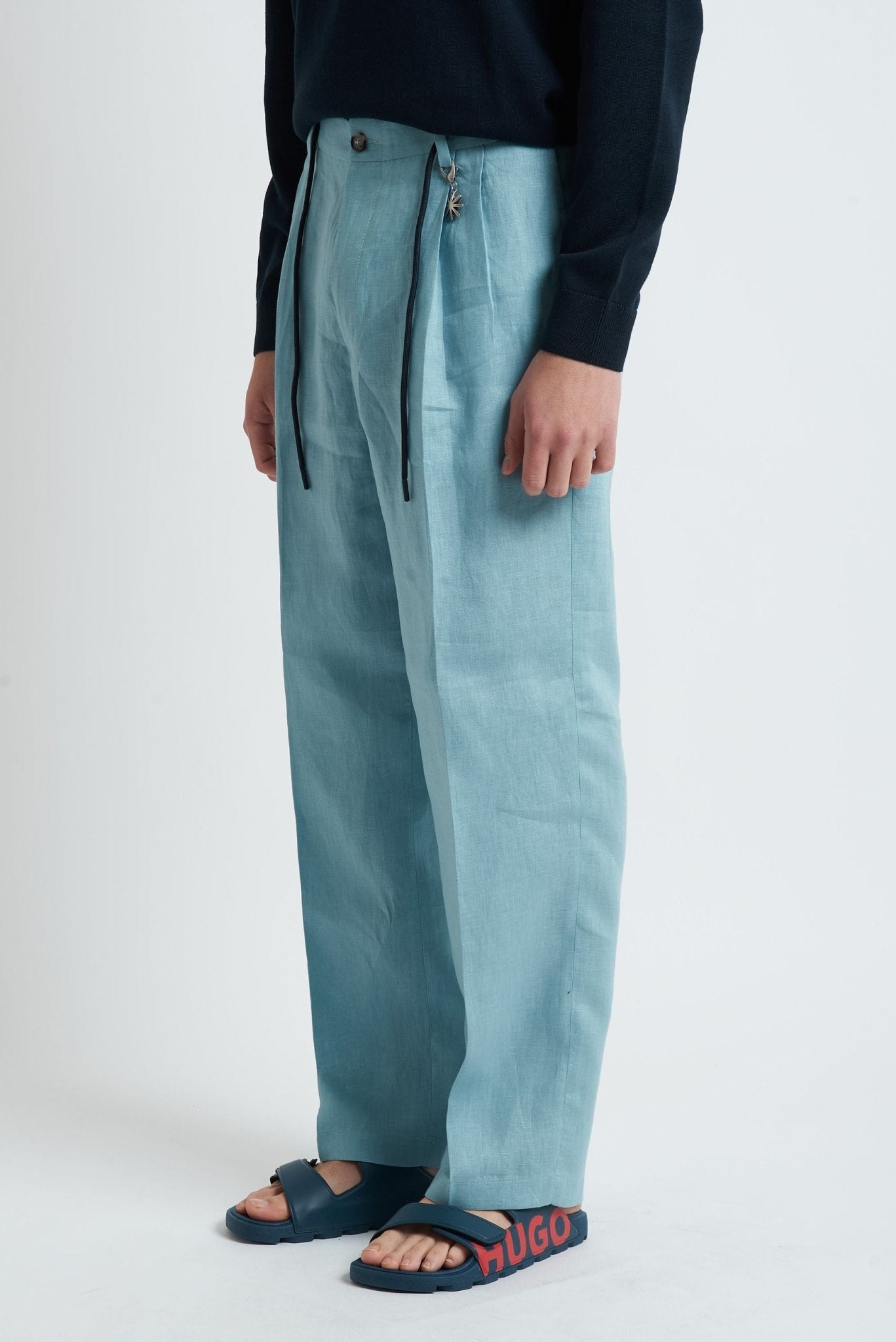Pantalaccio Coordinato in Lino con Doppia Pence - De Matteo Uomo