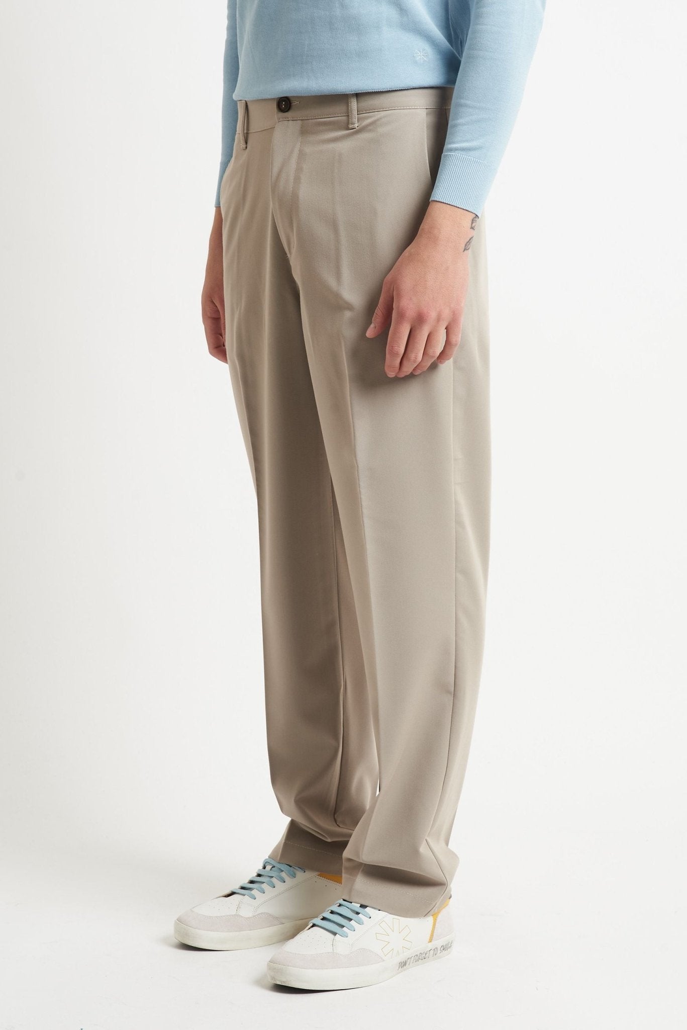 Pantalone Basic a Fondo Largo con Chiusura Zip e Bottone - De Matteo Uomo