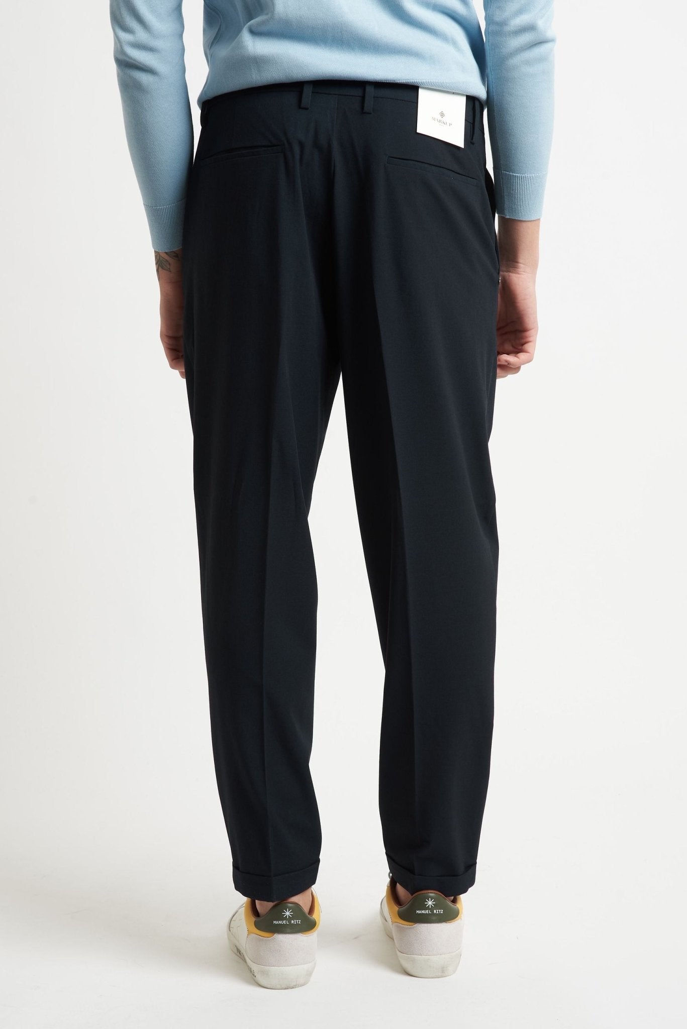 Pantalone Basic con Passanti, Fondo Comodo e Risvoltino Cucito - De Matteo Uomo