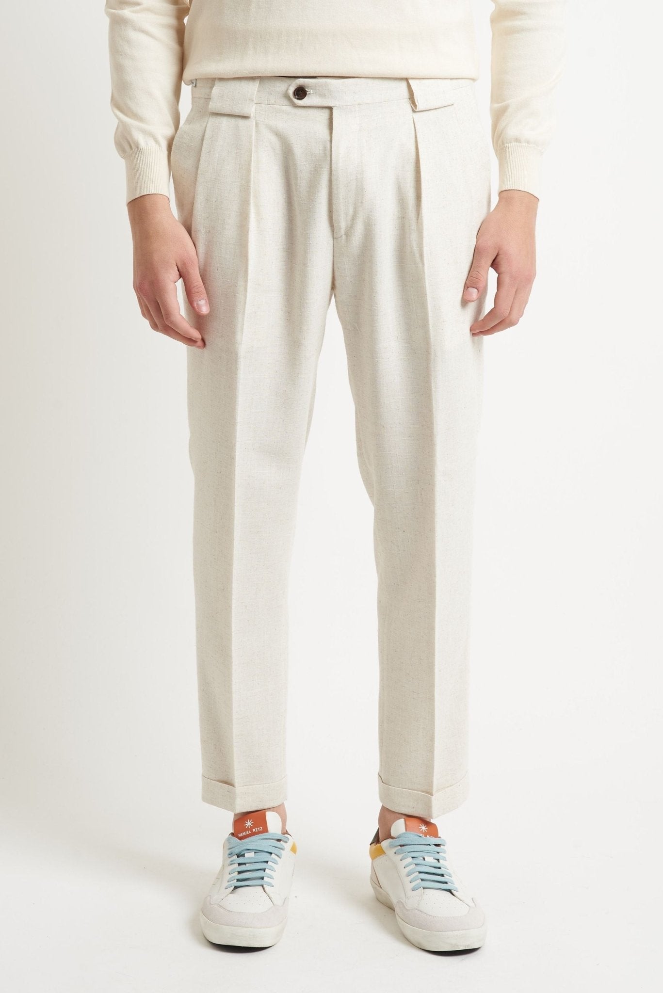 Pantalone con Doppia Pence Baciata e Fondo Regolare - De Matteo Uomo