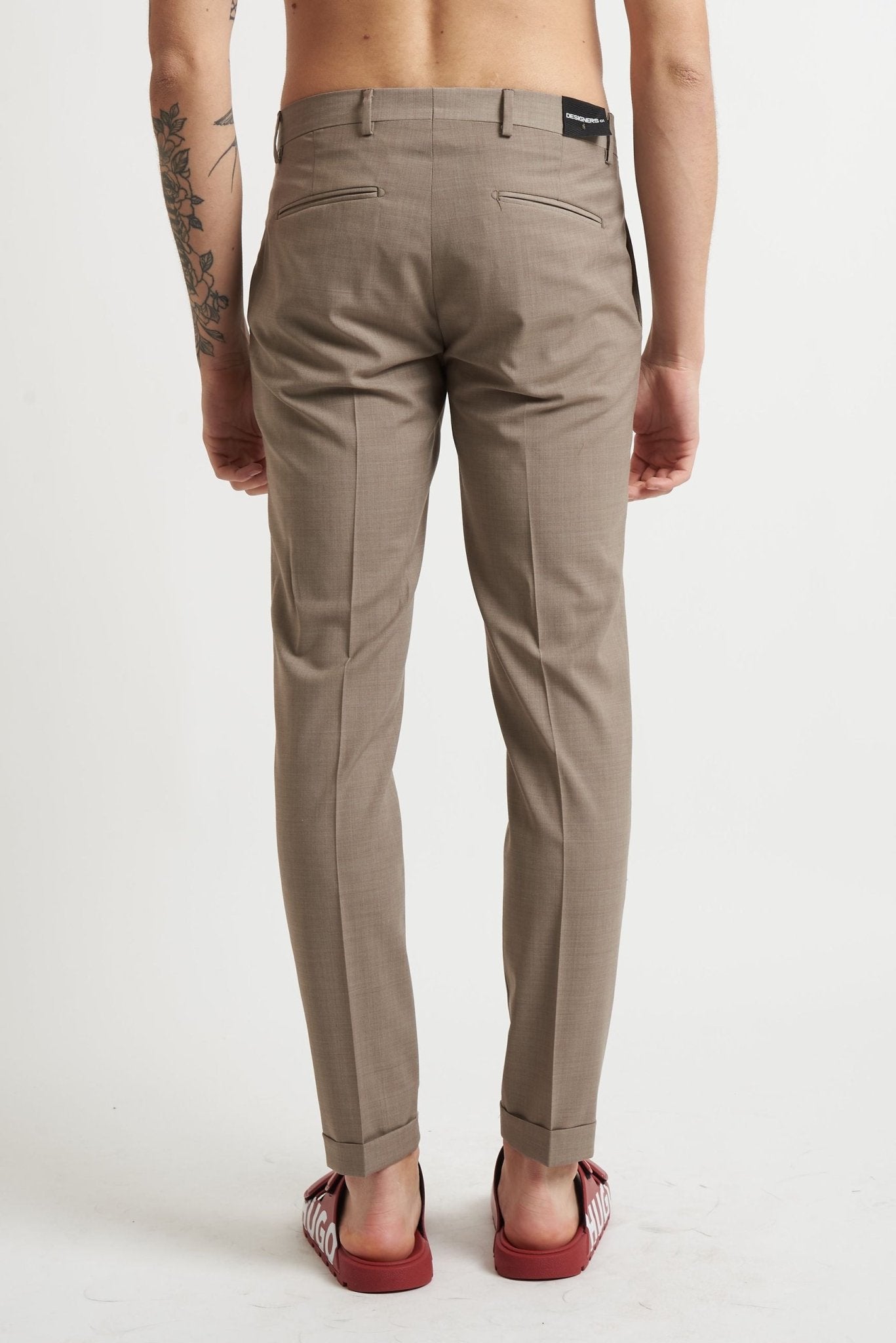 Pantalone con Tasche America, Tasca Posteriore e Risvoltino Cucito - De Matteo Uomo
