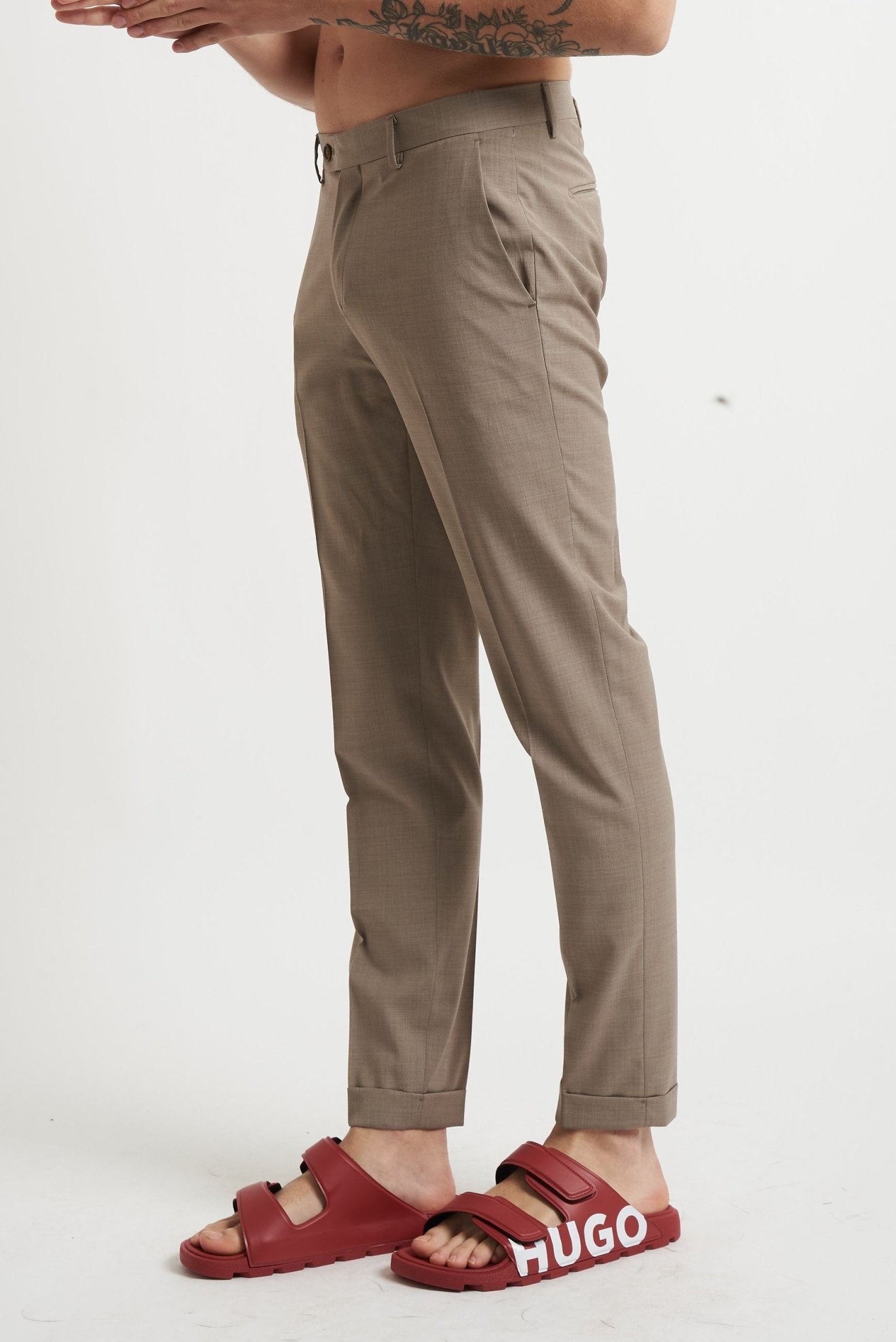 Pantalone con Tasche America, Tasca Posteriore e Risvoltino Cucito - De Matteo Uomo