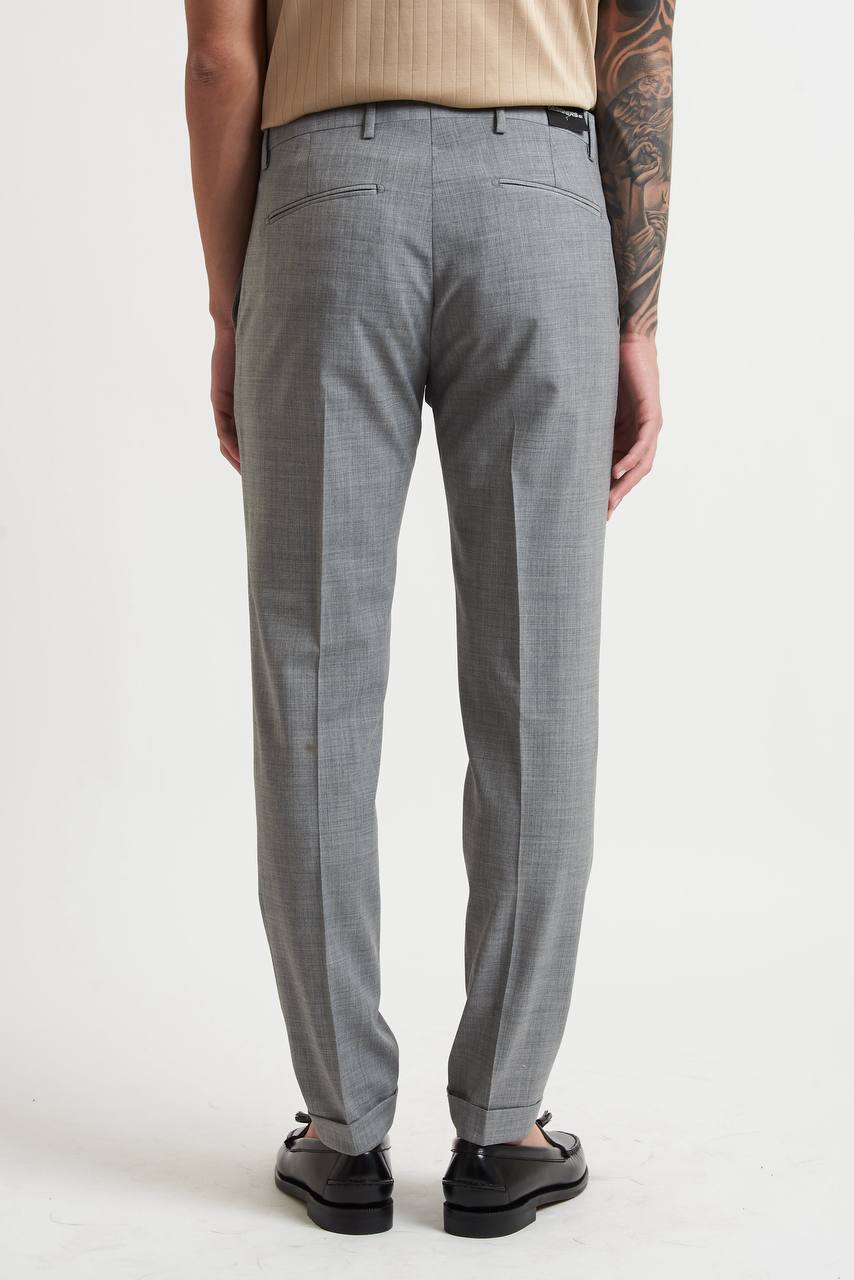 Pantalone con Tasche America, Tasca Posteriore e Risvoltino Cucito - De Matteo Uomo