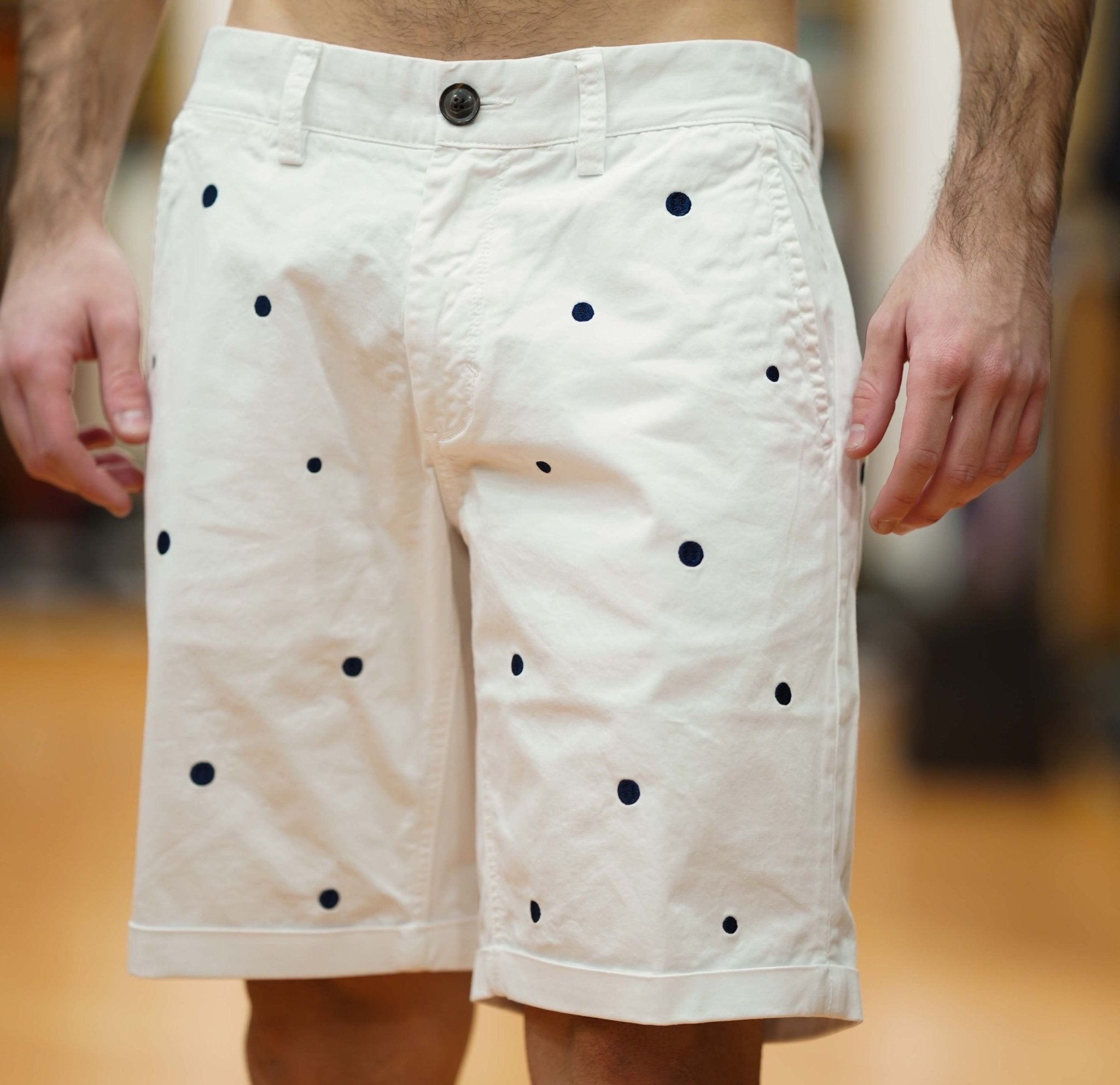 Pantalone Corto in Cotone Fantasia Pois - De Matteo Uomo