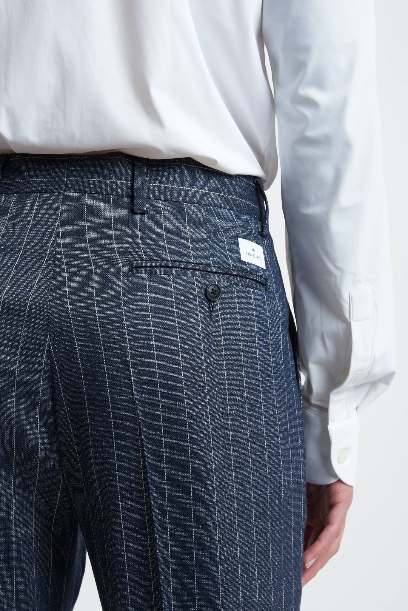 Pantalone Gessato con Pence e Chiusura con Clip - De Matteo Uomo