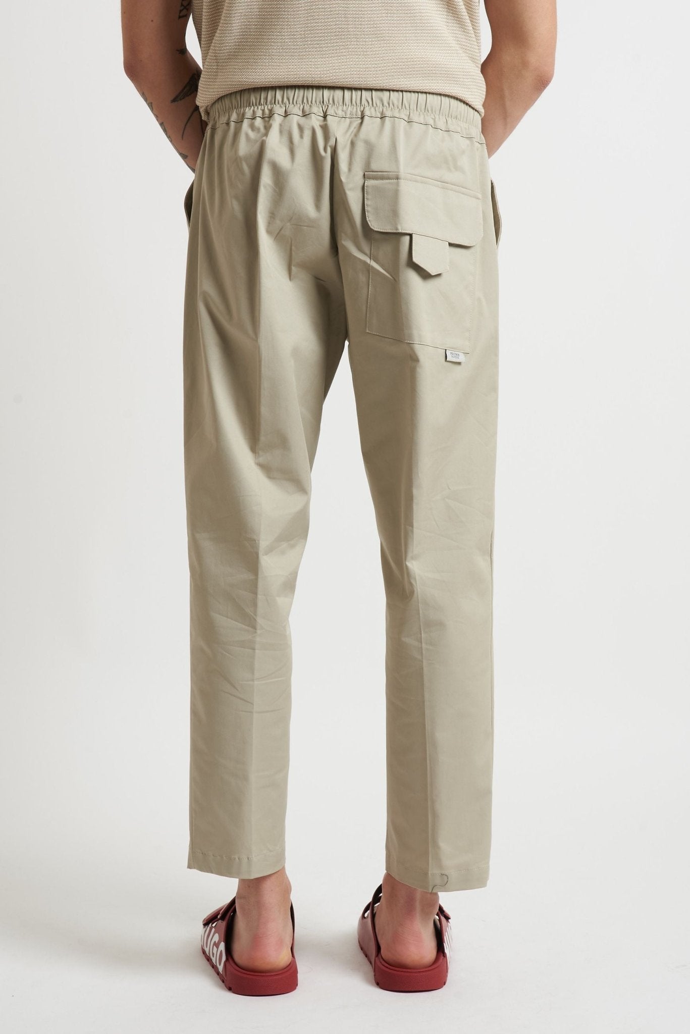 Pantalone in Cotone Stretch con Vita Elasticizzata e Laccio Interno - De Matteo Uomo