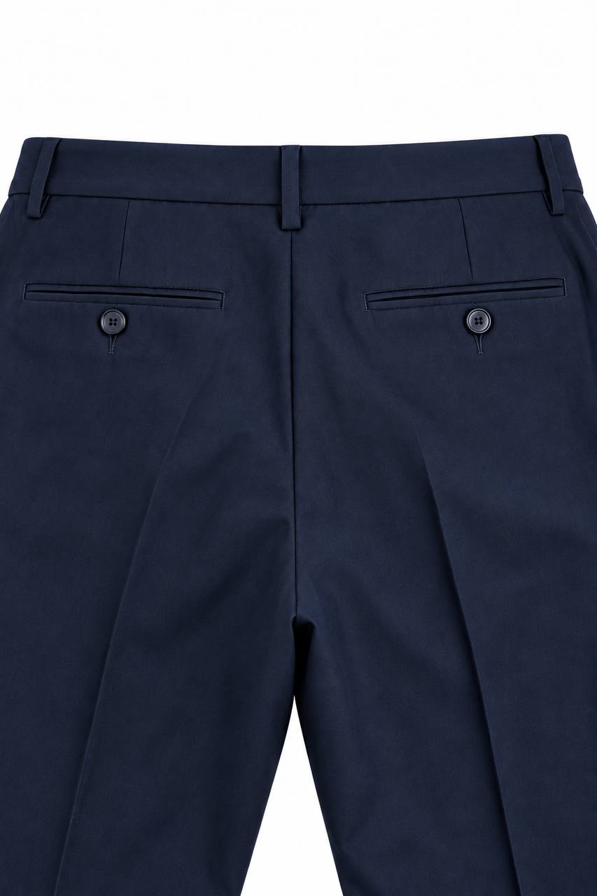 Pantalone Uomo Blu con Pence e Risvoltino - De Matteo Uomo