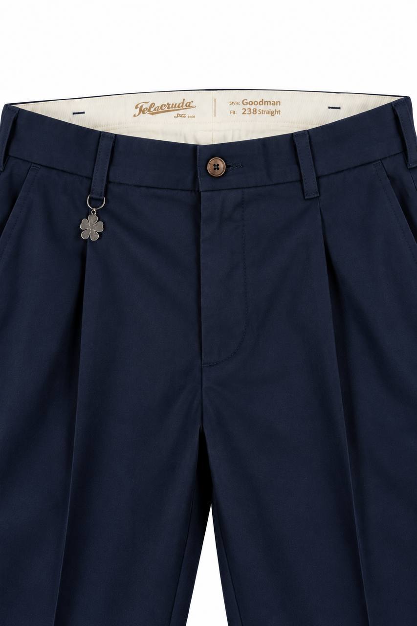 Pantalone Uomo con Pence e Risvoltino Cucito in 100% Cotone - De Matteo Uomo