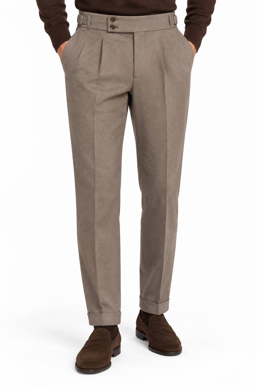 Pantalone Uomo con Pence Fibbie Laterali e Risvoltino - De Matteo Uomo