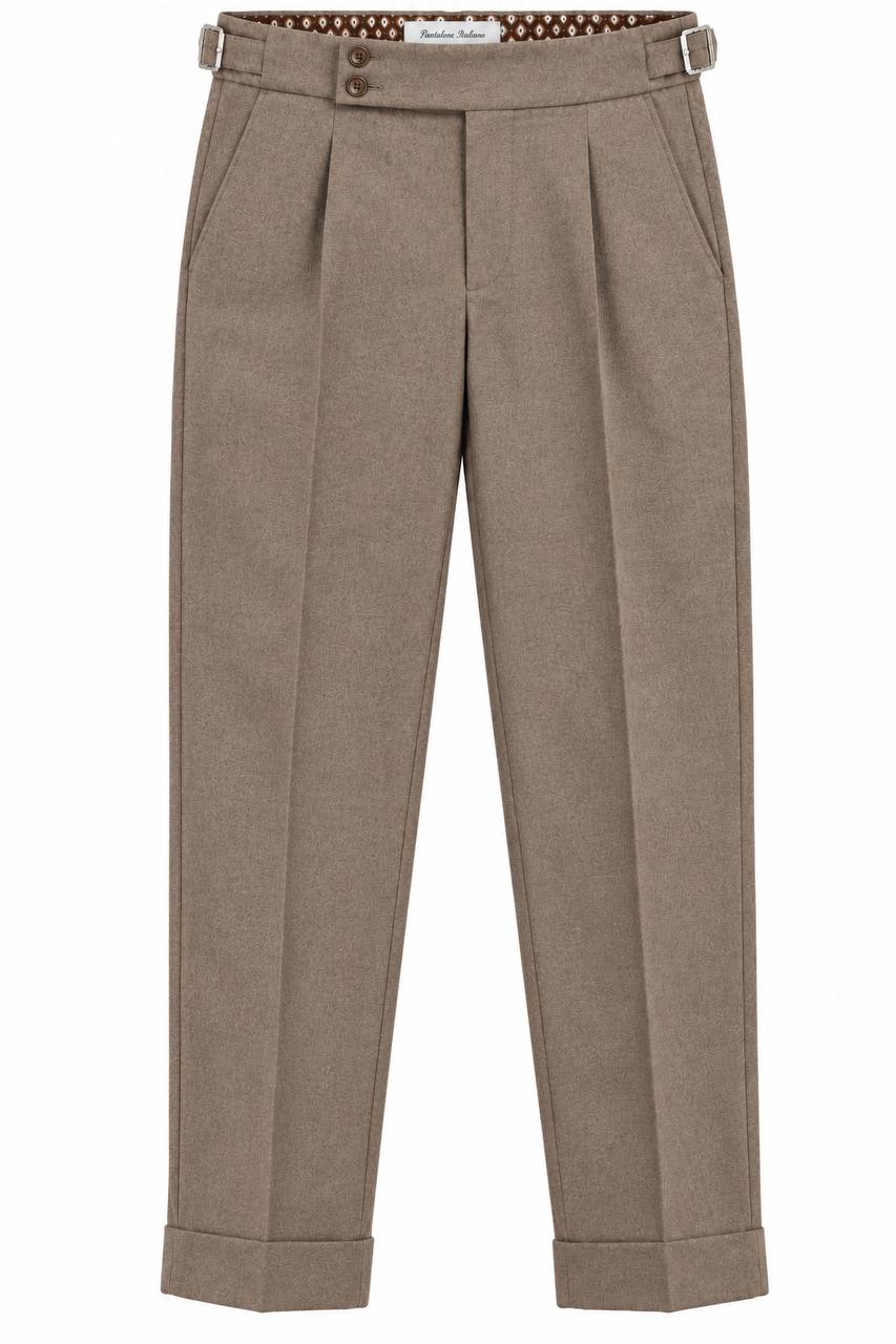 Pantalone Uomo con Pence Fibbie Laterali e Risvoltino - De Matteo Uomo