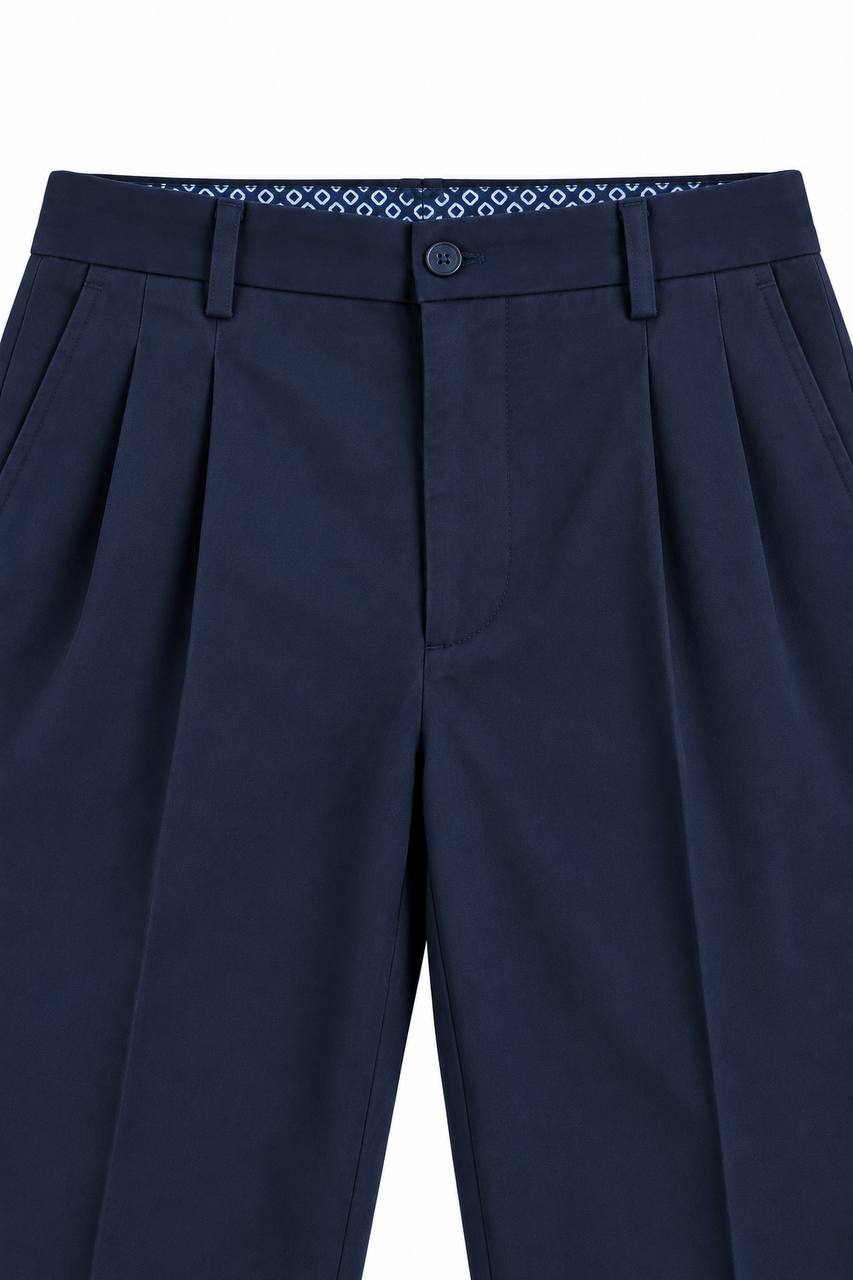 Pantalone Uomo in Cotone con Doppia Pence e Risvoltino - De Matteo Uomo