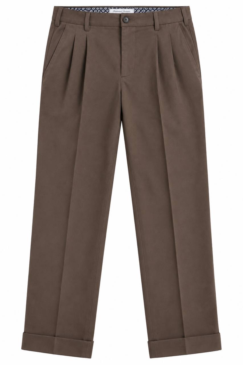 Pantalone Uomo in Cotone con Doppia Pence e Risvoltino - De Matteo Uomo