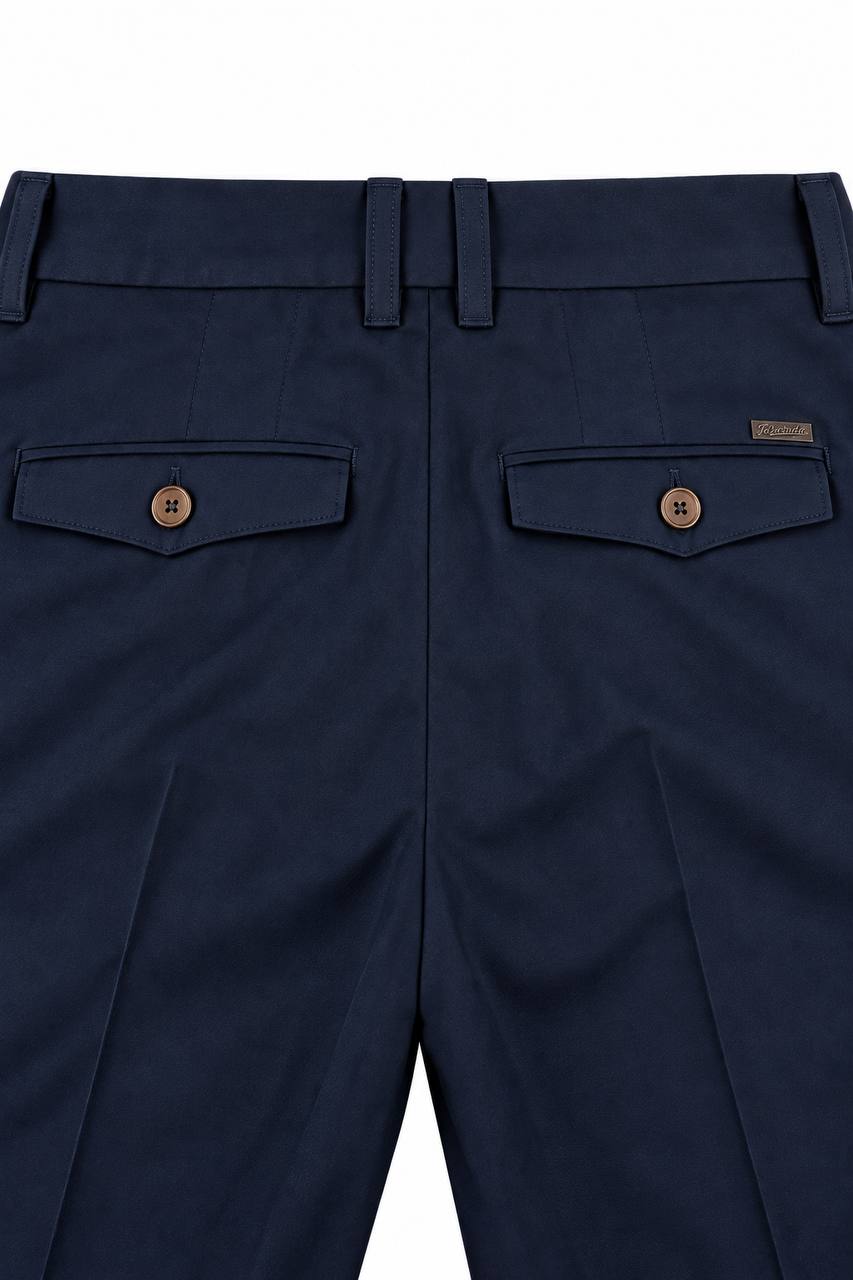 Pantalone Uomo con Pence e Risvoltino Cucito in 100% Cotone