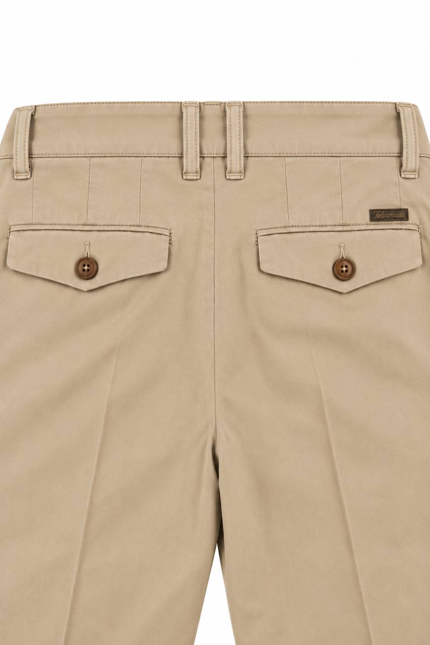 Pantalone Uomo con Pence e Risvoltino Cucito in 100% Cotone