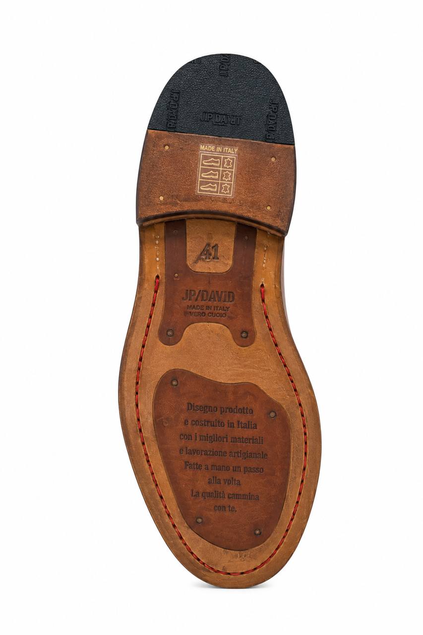 Mocassino Uomo con Fascia e Frange in Pelle