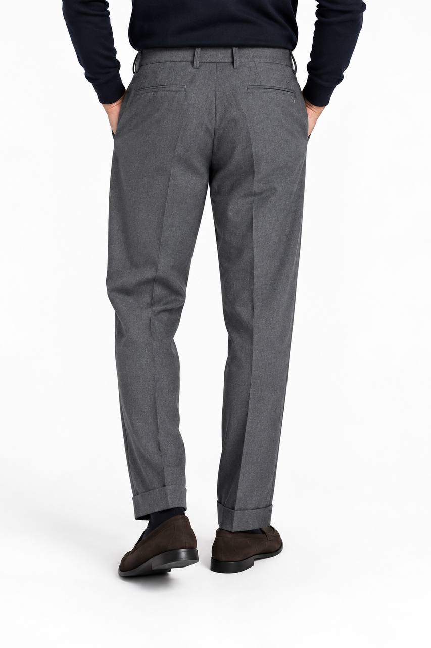 Pantalone Uomo con Pence e Risvoltino al Fondo
