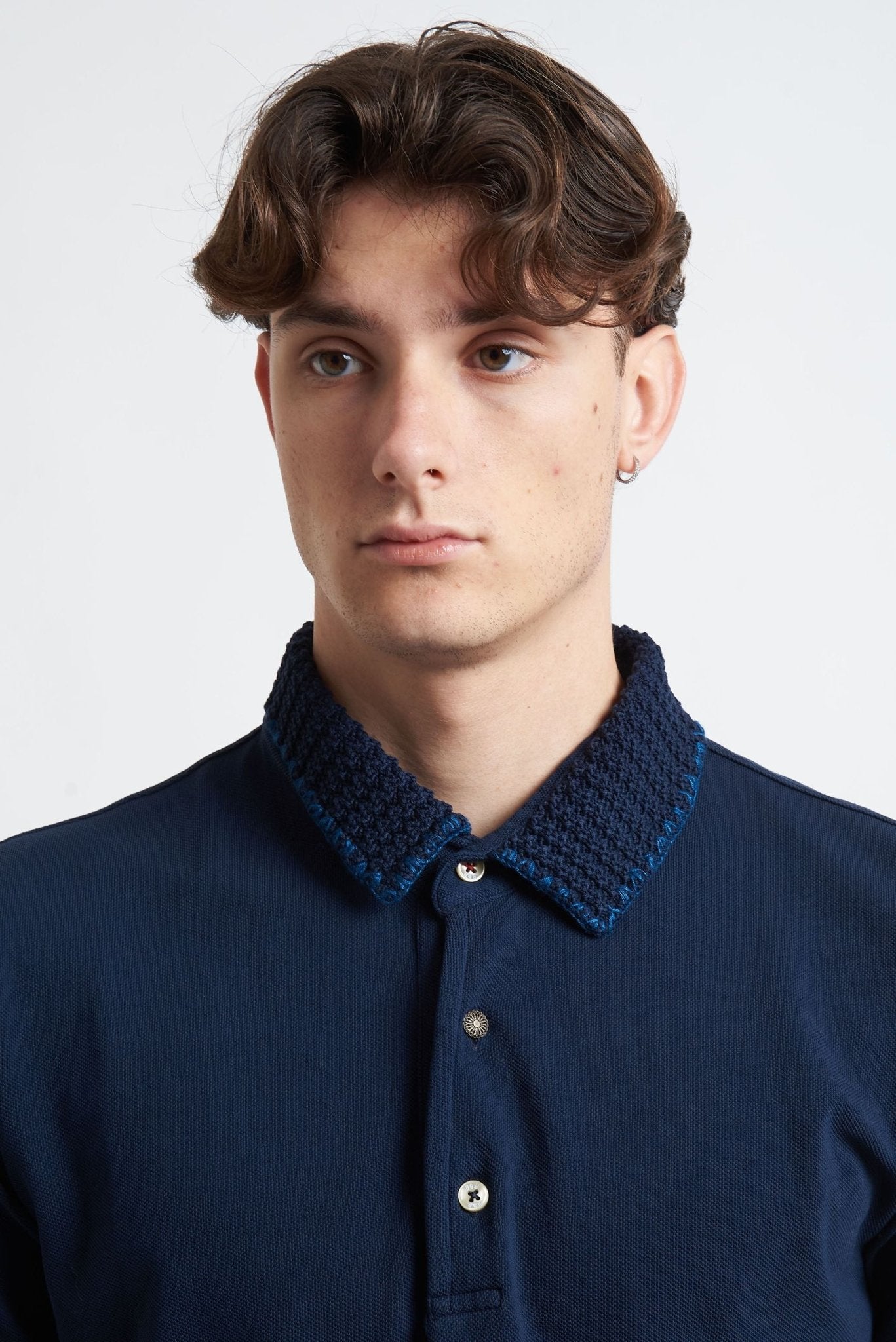 Polo Basic in Cotone con Collo e Maniche in Maglia - De Matteo Uomo