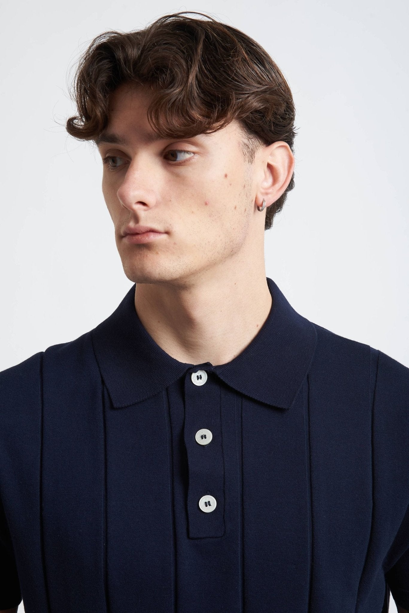Polo Basic in Cotone con Riga Verticale e Bottoni - De Matteo Uomo