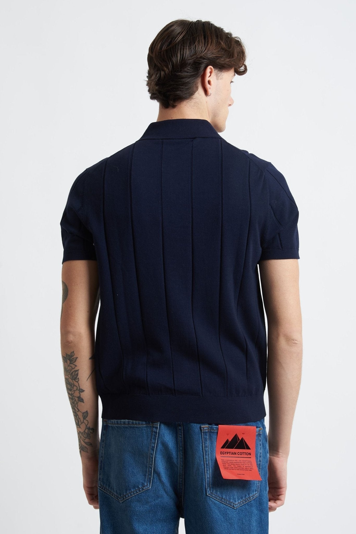 Polo Basic in Cotone con Riga Verticale e Bottoni - De Matteo Uomo