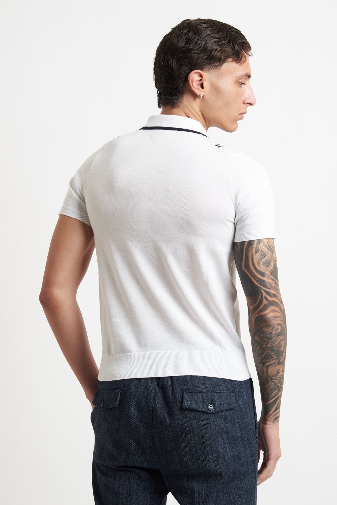 Polo Basic in Cotone con Righe Verticali e Chiusura a Bottoni - De Matteo Uomo
