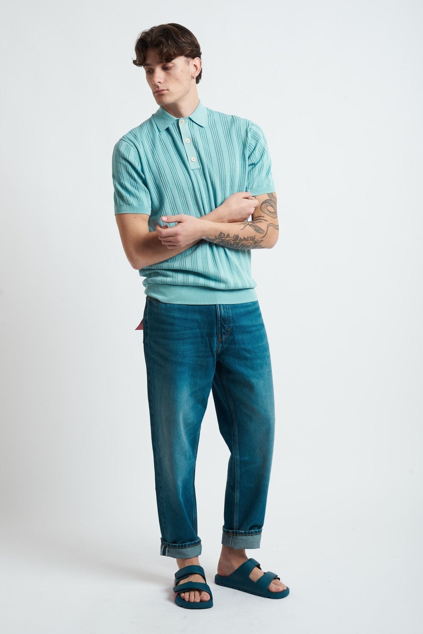 Polo Basic Traforata in Cotone con Bottoni - De Matteo Uomo