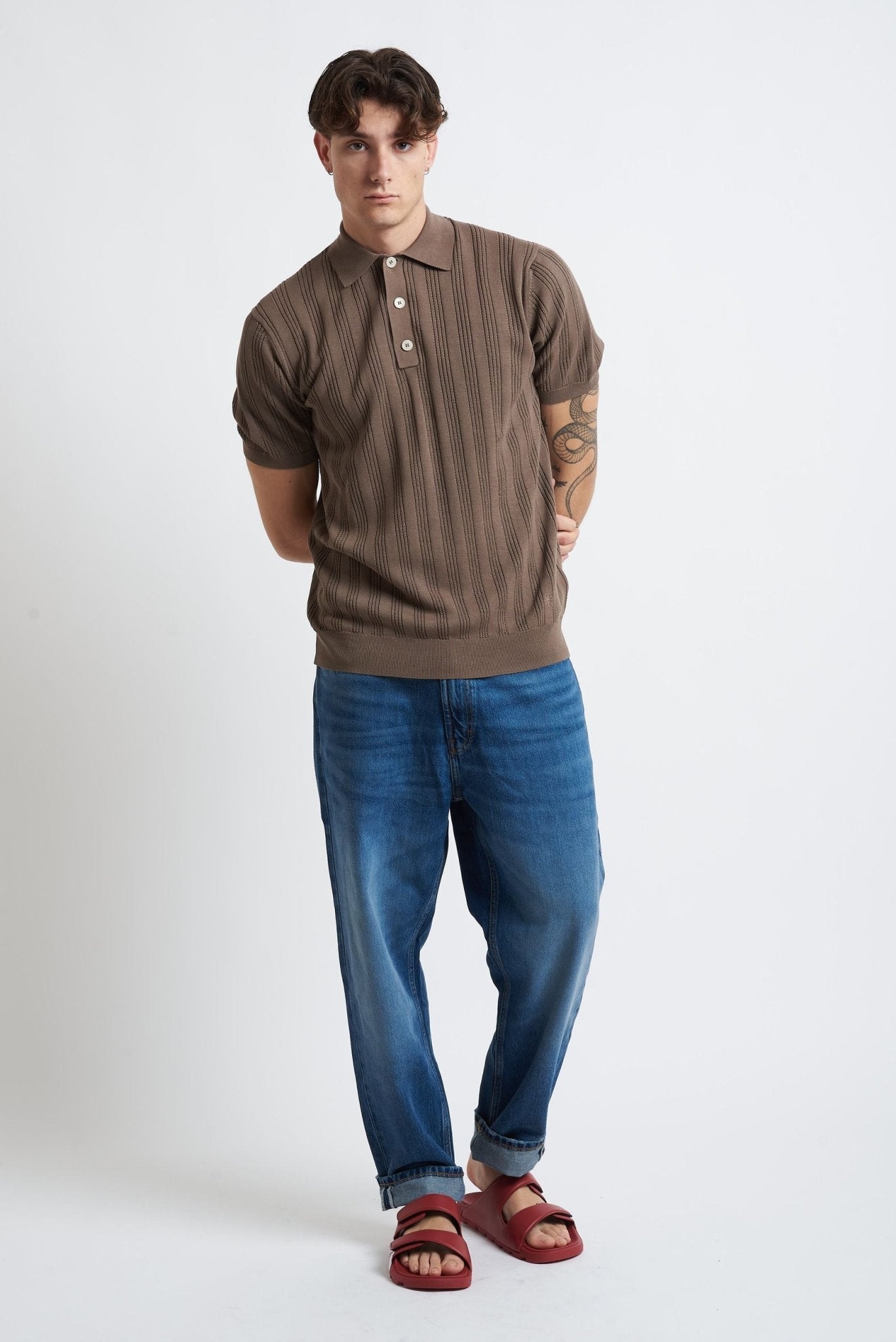 Polo Basic Traforata in Cotone con Bottoni - De Matteo Uomo