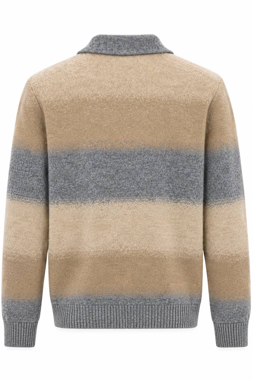 Polo Cardigan Uomo a Manica Lunga con Effetto Sfumato - De Matteo Uomo