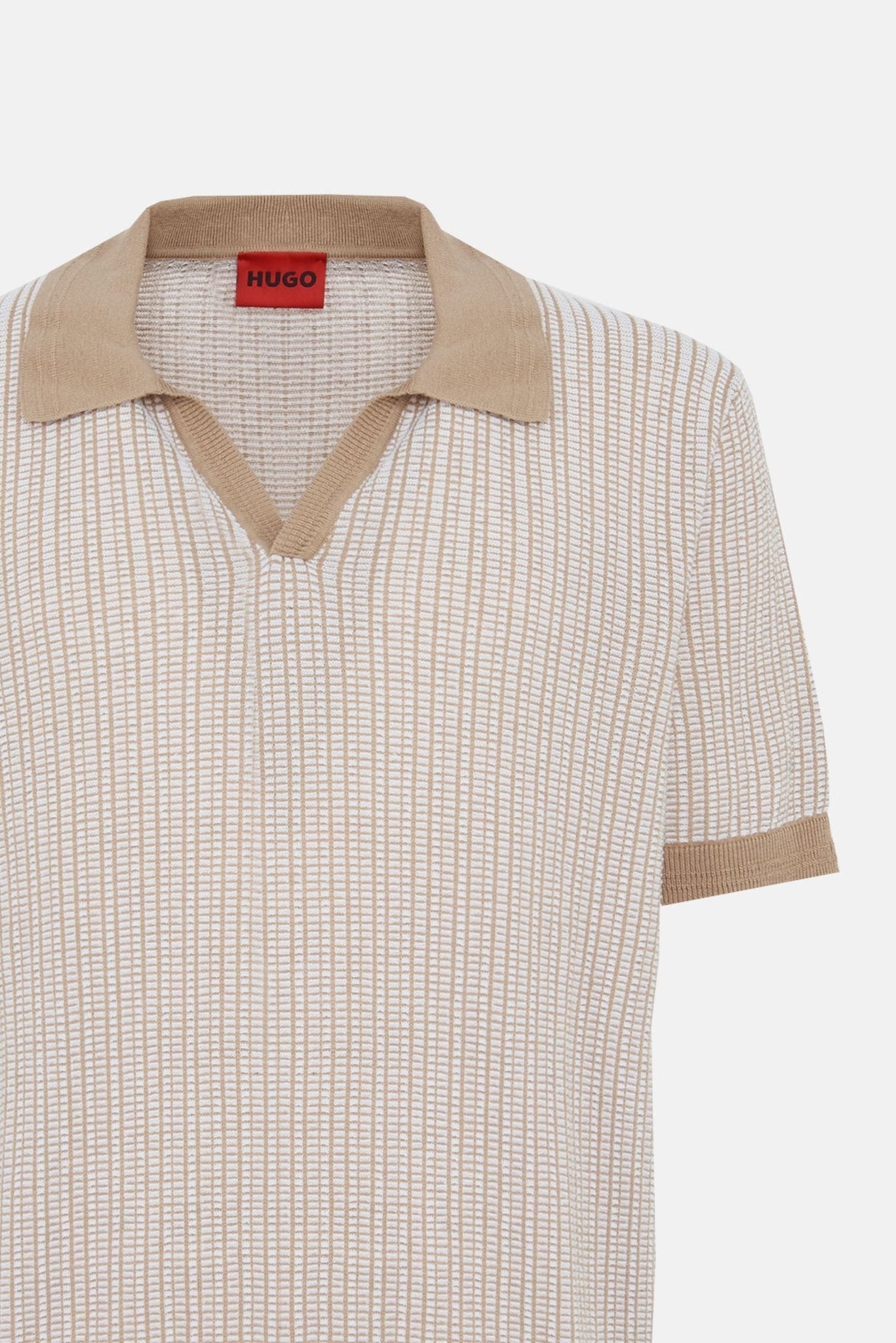 Polo in Cotone e Lino con Trama e Dettagli a Contrasto 7361 - De Matteo Uomo