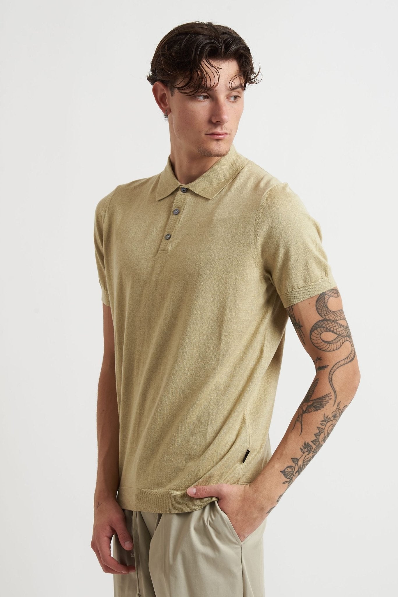 T-shirt Basic con Bottoni in Cotone 15522e, - De Matteo Uomo