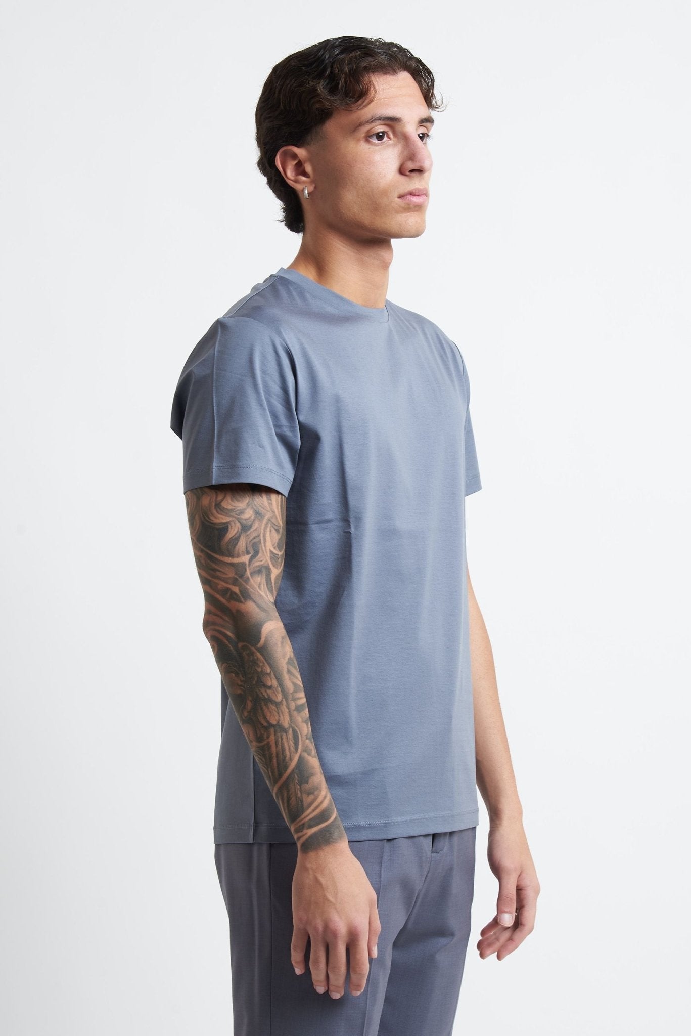 T-shirt Basic Grigia in Cotone - De Matteo Uomo