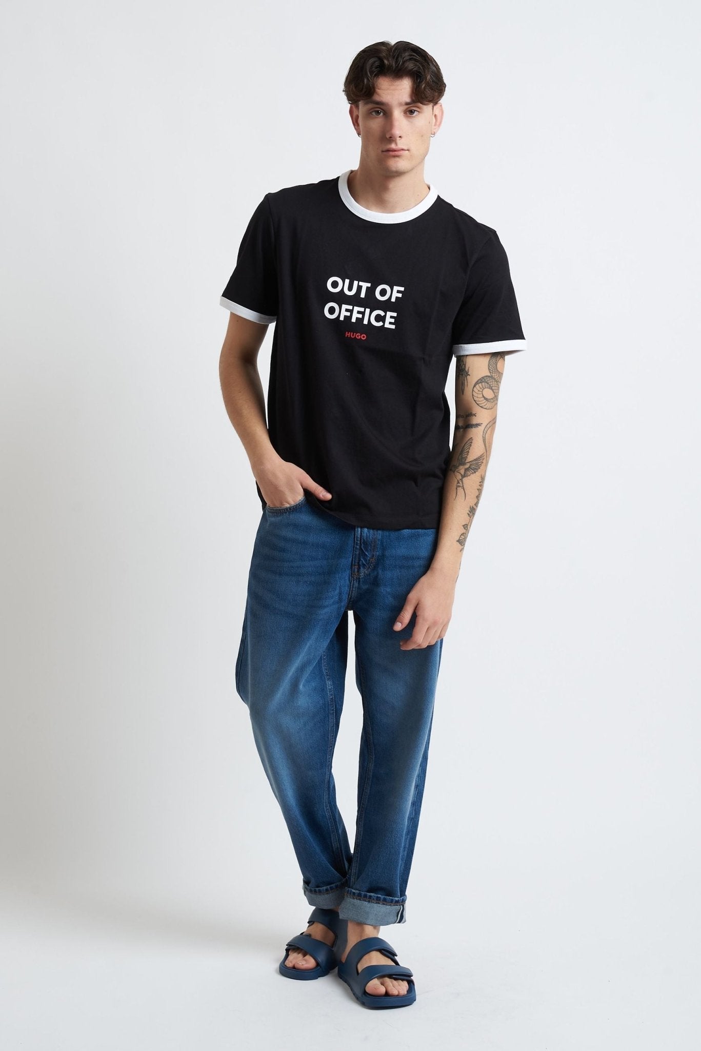 T-shirt Basic in Cotone con Stampa Frontale - De Matteo Uomo