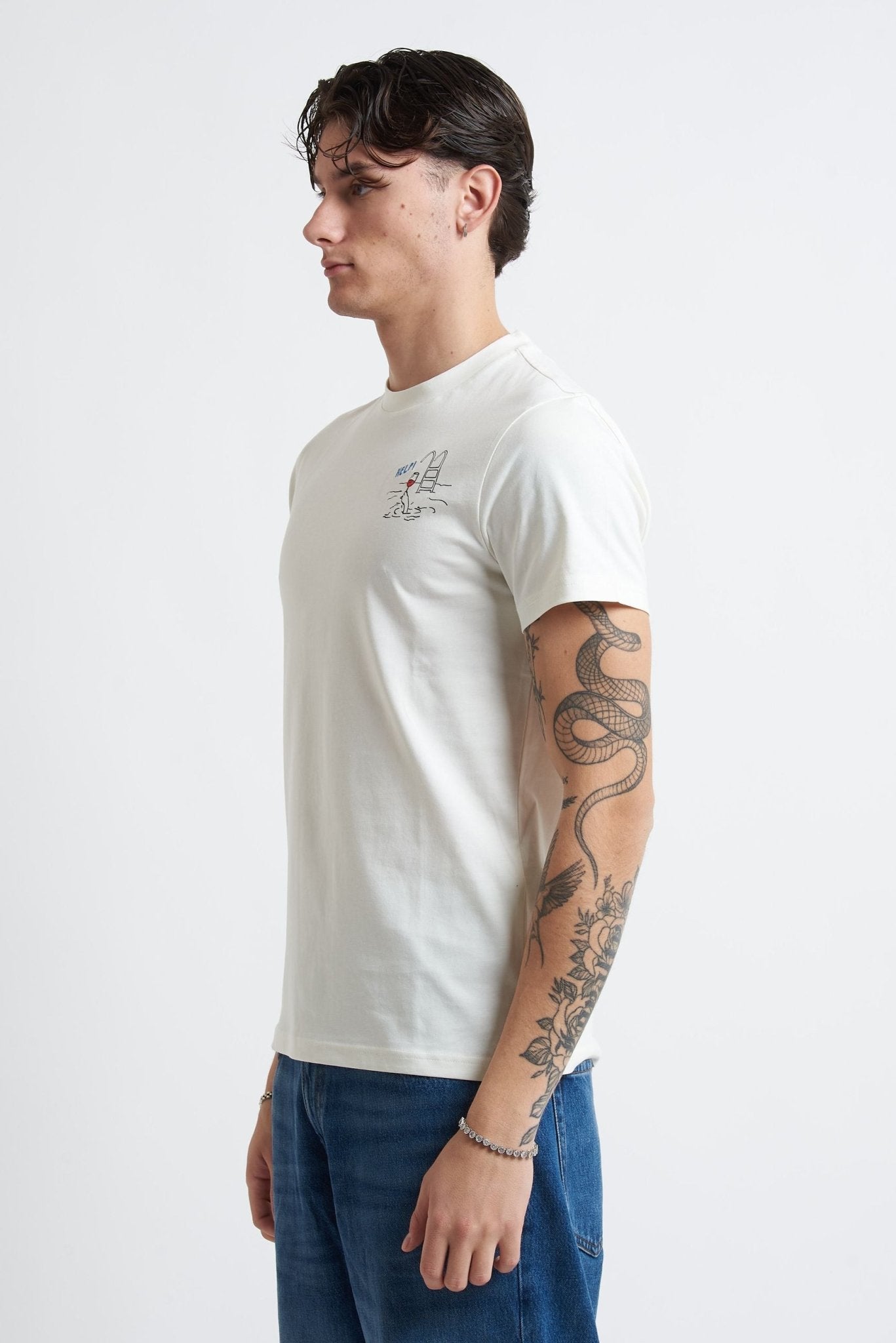 T-shirt Basic in Cotone con Stampa Frontale sul Petto - De Matteo Uomo