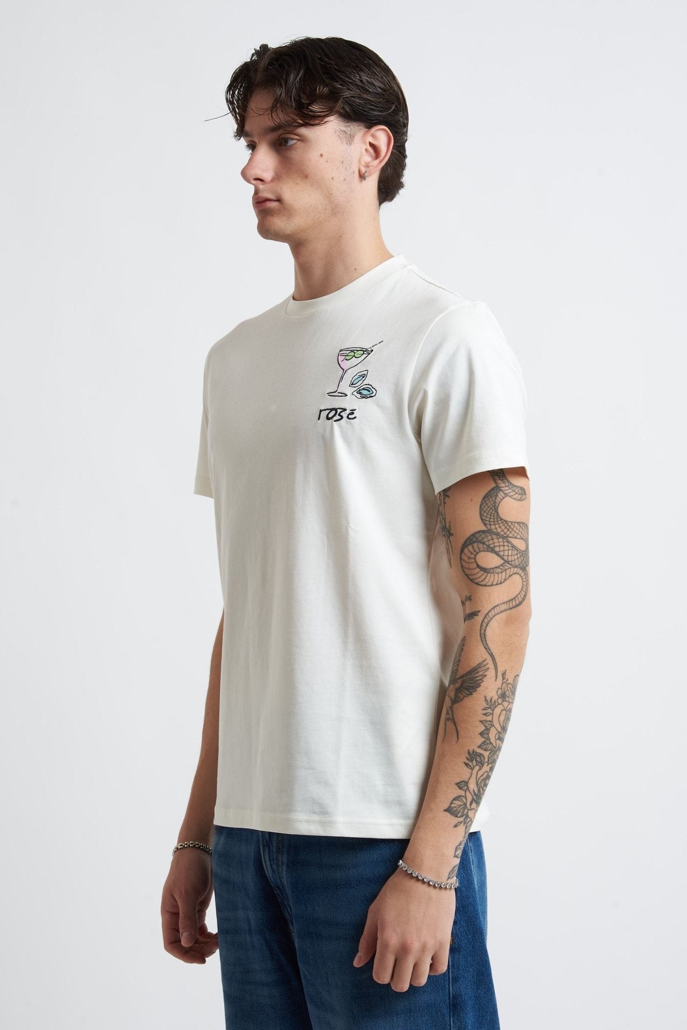 T-shirt Basic in Cotone con Stampa Frontale sul Petto - De Matteo Uomo