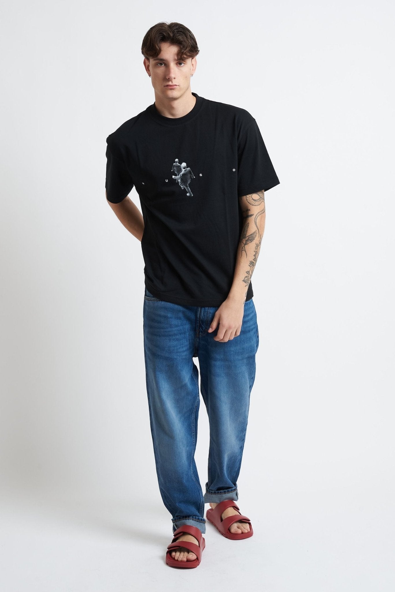 T-shirt Basic in Cotone con Stampa Fronte e Retro - De Matteo Uomo